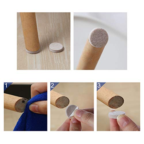Uxcell 50Pcs Furniture Pads Round 1 1/4" Self-Stick Non-Slip Anti-Scratch Felt Pads Table Floors Protector Beige #TOP6