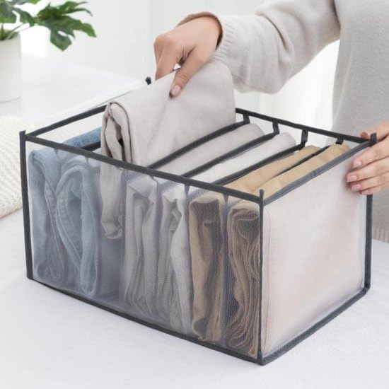 7 Compartment Wardrobe Clothes Organizers for Storage Box Drawer Organizers Storage Box Wardrobe Clothes Storage Organiser T-Shirt, Legging, Skirts, Jeans Pack Of 1-image-43