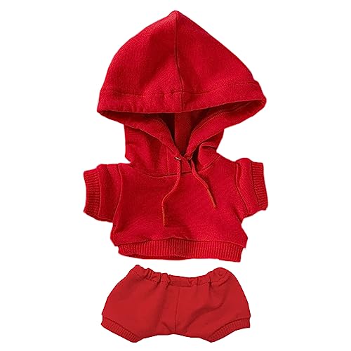 Image of niannyyhouse 10cm Plush Doll Clothes Elastic Solid Sportswear Suits Hoodie Pants Soft Stuffed Plush Toy Dress Up Accessories (red, 10cm)