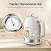 Retro Electric Kettle, PARIS RHÔNE 1.7L Hot Tea Kettle with Thermometer, 1500W Fast Heating, Cordless Design, LED Indicator, Auto Shut-Off & Boil Dry Protection