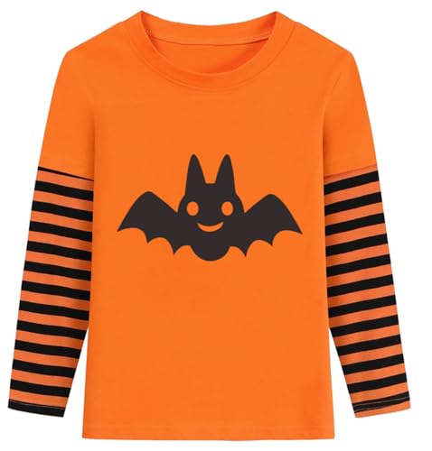 Kids Halloween Shirt Toddler Boys Girls Tees with Monster Struck Ghost Bat Pumpkin Face Graphics Long Sleeve 2-7t