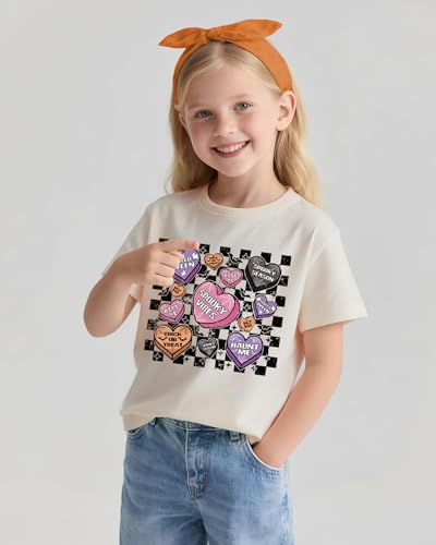 Girls Halloween Shirt Cute Pumpkins Ghost Cotton Short Sleeve Tees 2-12 Years4