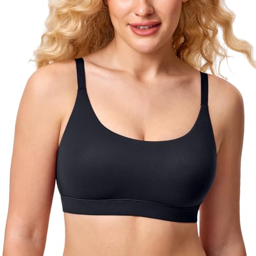 Delimira Cloudsfit Plus Size Comfort Bralette Wireless Unlined Full Coverage Seamless Bras for Women Black M Plus