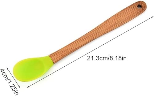 Miniatura 3 de Juego de mini espátulas de silicona para hornear con mango de madera, cepillo de silicona, cuchara, espátula para cocina y mezcla (5)