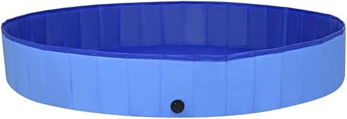 Miniatura 2 de SKM Piscina plegable para perros, color azul, 78.7 x 11.8 pulgadas, PVC