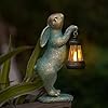 MININOVA Garden Statues Rabbit with Solar Lantern Outdoor Bunny Figurines Decorations for Patio Yard Lawn Ornaments
