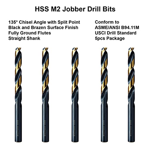 Maxtool 7/32" 5Pcs Identical Jobber Length Drills Hss M2 Twist Drill Bits Fully Ground Black & Bronze Straight Shank Drills; Jbf02H10R14P5 #TOP1
