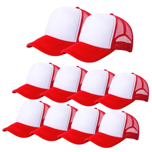 Image of 10 Pack of Blank Trucker Hat Bulk Mesh Cap Men and Women Baseball Cap DIY Graffiti Hot Stamping Duck Tongue Cap