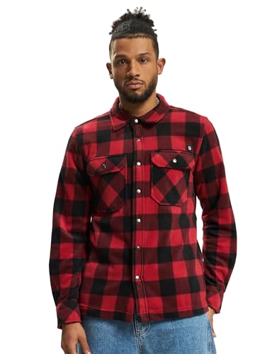 Brandit Jeff Fleece Shirt Long Sleeve, Farbe: red/Black, Größe: 3XL