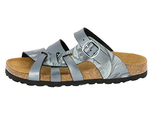 Lico Damen Bioline Flora Hausschuh, Anthrazit Grau, 39 EU