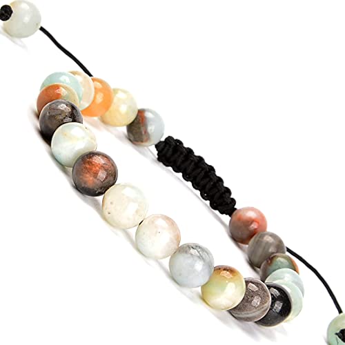 Image of Massive Beads Natural Healing Power Gemstone Crystal Beads Unisex Adjustable Macrame Bracelets 8mm