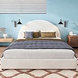 Queen Size Bed Frame with White Boucle...