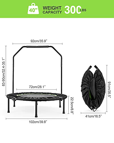 ANCHEER Trampolin Indoor, 102cm Fitness Trampolin für zuhause Kinder Faltbar Trampolin mit Haltegriff, bis 136kg… – Bild 4
