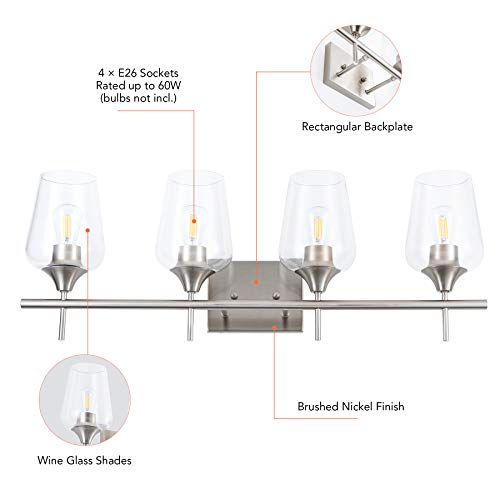 image for CO-Z 4-Light Vanity Lights for Bathroom Brushed Nickel, Modern Bathroo