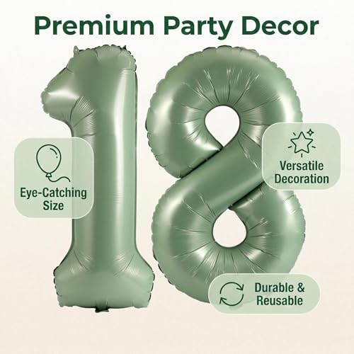 Image of YPSelected 32 Inch Large Foil Helium Number Balloon Birthday Wedding Party 0-9 (Olive Green, 8)