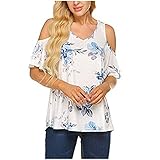 ✿Damen Cold Shoulder Tops Twisted Loose T-Shirt Bluse Cold Shoulder Kleider Cold Shoulder Sommer Tops Cold Shoulder Blusen Damen Cold Shoulder Jumper Cold Shoulder Jumpsuit High Neck Cold Shoulder Jumper