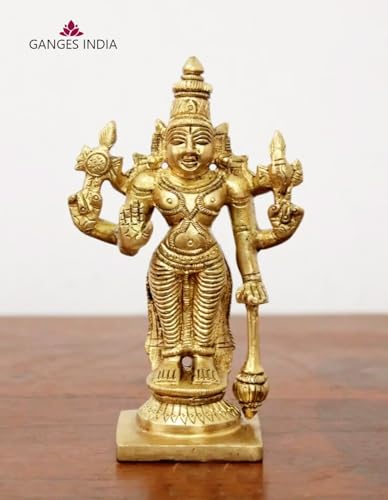 Estatua de latón de Lord Vishnu Narayan 12 cm miniatura 2