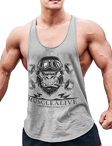 Herren Bodybuilding Tank Tops Hemden Baumwolle Fitness Stringer Sport Shirts Achselshirts grau L Herren Bodybuilding Tank Tops Hemden Baumwolle Fitness Stringer Sport Shirts Achselshirts grau L