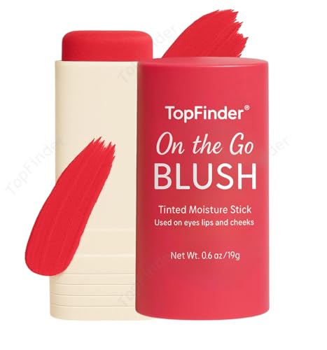 Image of On The Go Blush Stick | | Blendable & Buildable Tinted, Long-Lasting | Matte Finish For All Skin | Blusher for Cheeks & Lips, Highlighter For Face Makeup | Natural Glow with Olive, Vitamin E | 2-in-1 Cream Multi-Use Makeup Blush Stick For Cheeks (Coral Pink)