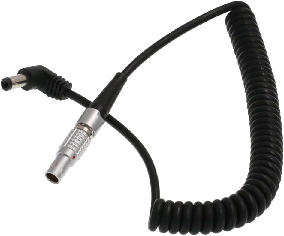 12V DC Barrel to 0B 2 Pin Coiled Power Cable for ARRI Alexa Camera, Teradek Bond, Preston MDR4, FEELWORLD F7 Pro Monitor, Z Cam E2 S6 Camera Coiled