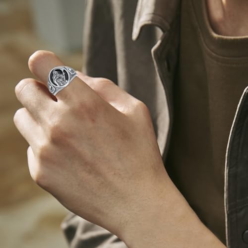 Santa Muerte Ring for Men Size 9/10/11 In 925 Sterling Silver Goth Grim Reaper Skull Signet Ring Jewelry2