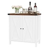 GarveeMore Mueble Cocina Aparador con Puertas y Estante Regulable Buffet Rustico para Cocina, Salón o Comedor Mueble Auxiliar 76x40x80 cm Marrón+Blanco