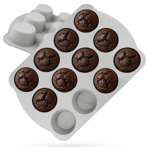Backefix KOMFORT 12er große Muffinform Silikon für 12 Muffins | hochwertige antihaftende Muffin Backform BPA frei | große Silikon Backform spülmaschinenfest