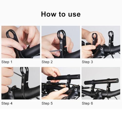 Helweet Fahrrad Lenkererweiterung, Lenkerverlängerung für Taschenlampen, Smartphones, Navigationsgeräte und Actionkameras, 20 cm, Sechskantschlüssel