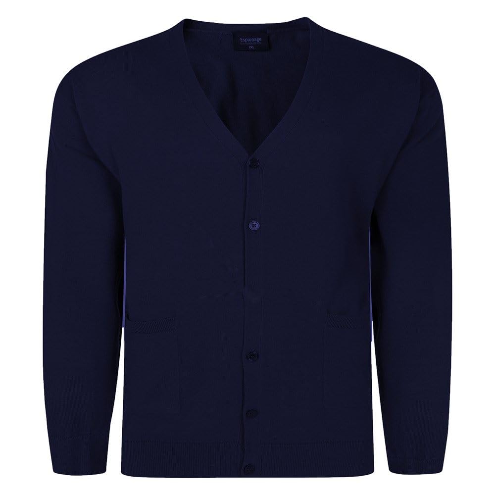 Espionage V Neck Cardigan For Men in Navy, 3XL