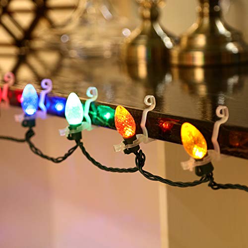 Tatuo 100 Packs Christmas Light Clip For C7/ C9 Base, Mini Lights, Shingle And Gutter Mount #TOP4