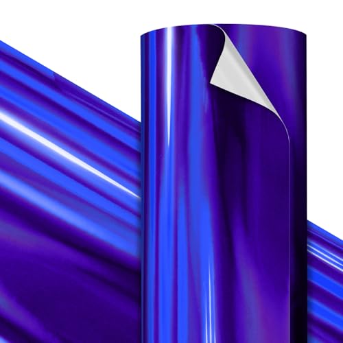 VViViD Premium Holographic Chrome Blue Craft Vinyl Roll 1ft x 5ft Bubble-Free Air Release Heat-Activated Adhesive for Strong Permanent Bond Ideal for Decals & DIY Crafts