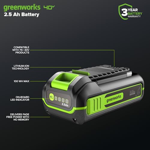 Image of Greenworks 40V 2.5Ah Lithium-Ion High-Power Battery(Genuine Greenworks Battery / 75+ Compatible Tools)