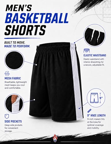 Image of Liberty Imports Pack of 5 Men's Athletic Basketball Shorts Mesh Quick Dry Activewear with Pockets