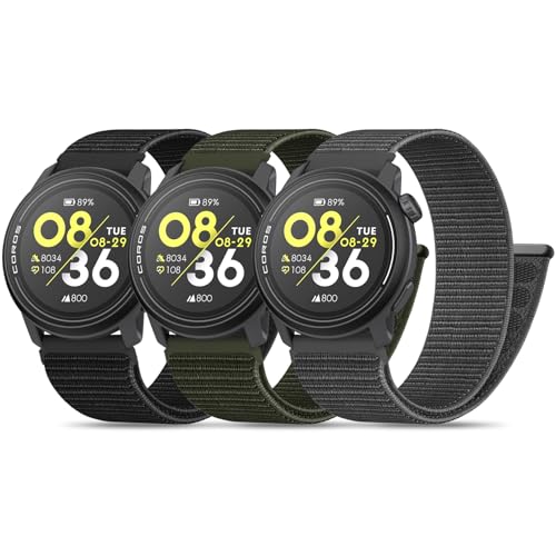 Koazon Watchband Compatible with Coros Pace 3/Pace 4/Pace Pro watch 3 Pack Nylon 22mm Soft Lightweight Hook and Loop Replacement Sport Straps for Coros Apex 2 Pro/Apex Pro/Apex 4 42mm/Apex 46mm