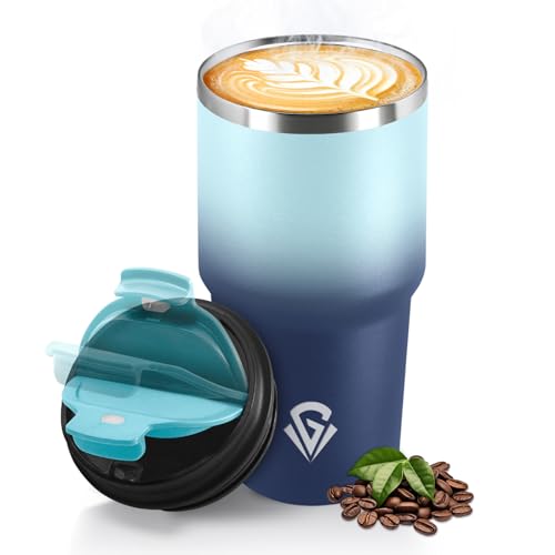 HoneyHolly Thermobecher 600 ml, Wiederverwendbar, Edelstahl Kaffeebecher-to-go Thermo, Auslaufsicher, Doppelwandiger Trinkbecher, Isolierbecher, Travel Mug für Heißen Kaffee, Tee und Kalte Getränke 1