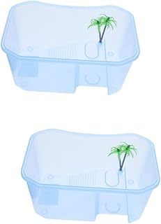 Ipetboom 2 Peças Mini Tanque De Tartaruga Lagarto Terrário Pequeno Terrário Acessórios De Aquário Caixas De Alimentação De Tartarugas Habitat De Répteis Pequeno Terrário De Acrílico Caixa