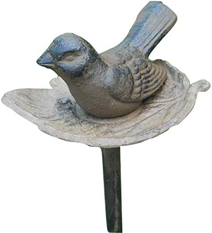 Carver's Olde Iron Watering Hose Guide Aluminum Bird in Leaf 19" Tall for Gardens