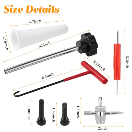 Image of 23PCS Tire Valve Stem Tool Kit Replacement Installation Set Red