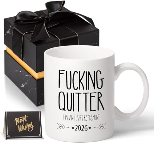 Funny Retirement Gifts for Men Women-Quitter I Mean Happy Retirement Coffee Mugs 2026, Unique Retired Mugs Gift Ideas for Coworkers Office & Family by GEMWAVE - Used condition - US$13.93