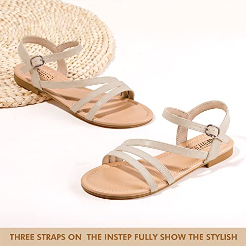 IDIFU Strappy Sandals for Women Dressy Summer Flat Sandals with Back Strap Open Toe Slingback Ankle Strap Sandals Wedding Bridal Prom Bride Bridesmaid Sandals Comfortable Cute Casual Dress Sandals4
