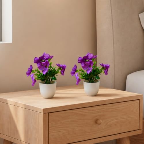 Image of fancymart Artificial Real Touch Flower Plant with Pot (Pack of 2), 16 cm Height, Decorative Faux Floral Plant for Home, Office, Living Room, Bedroom, Table & Shelf Decor