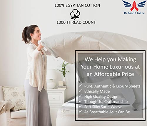 Split King Sheet Set For Adjustable Bed, 100% Egyptian Cotton 1000 Thread Count, 24-Inch Extra Deep Pocket Split King Sheets 2 Twin-Xl Fitted, 1 Flat, 2 Pillow Cases, Sateen Weave - Mediterranean Blue #TOP7