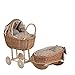 Produktbild Puppenwagen und Puppenwiege aus Weide mit Bettwäsche