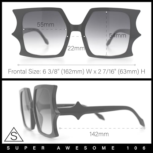 SA106 Womens Bat Wing Oversized Rectangular Plastic Fashion Sunglasses3