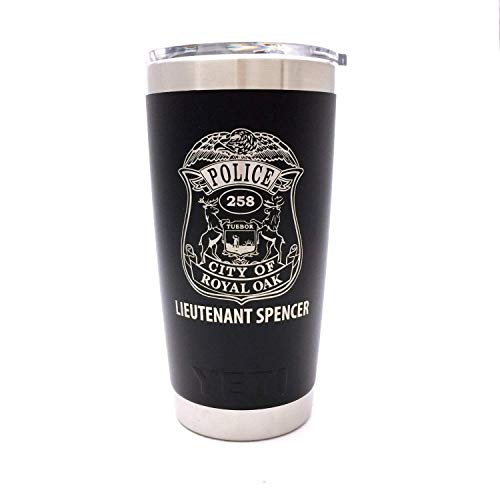 Yeti Rambler Police Department Design W/Custom Name Design Laser Engraved Travel Mug - Not A Sticker! #TOP5