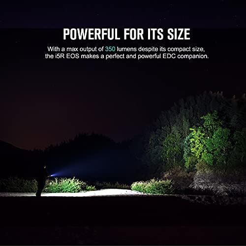 OLIGHT I5R EOS Slim EDC Torch 350 Lumens Powered by USB Rechargeable Battery, Tail Switch Flashlight with Beam Distance 64m, Dual-Output for Camping and Hiking, Black