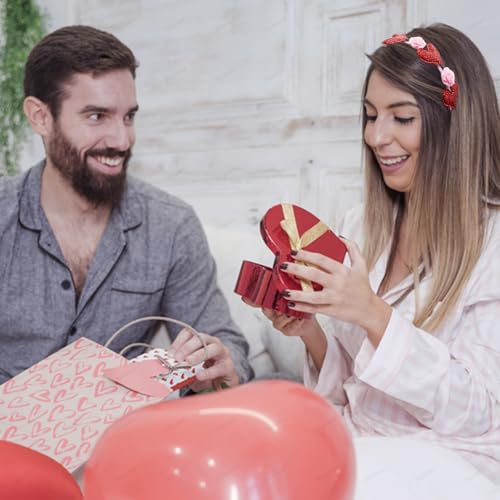 1 Pcs Valentines Day Glitter Red Heart Pink Rose Headband 1 Pair Rose Hair Clips Glitter Love Hearts