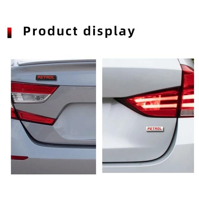 Image of AutoBizarre 3D Raised Petrol Metal Monogram Emblem Badge Sticker for All Cars & Bikes (Silver Red)