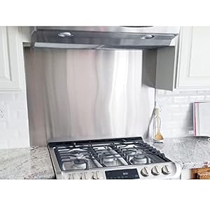 24″ By 30″ Stainless Steel Stove Backsplash Splatter Guard SP3604 Range Hood Backsplash Wall Shield Metal Panel, Ultra Flat Easy Clean And Install, 1 Year Sales Guarantee
