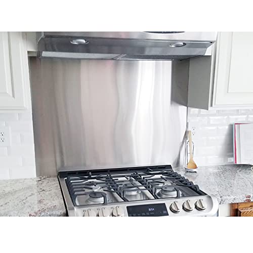 24" By 30" Stainless Steel Stove Backsplash Splatter Guard SP3604 Range Hood Backsplash Wall Shield Metal Panel, Ultra Flat Easy Clean And Install, 1 Year Sales Guarantee by Hora Retozar - Used condition - US$44.53